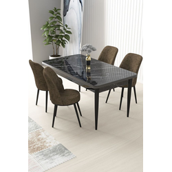 Hanah Home Set Trpezarijski sto i 4 stolice Nil, Braon-crni