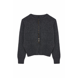 Trendyol Dark Gray Basic Buttoned Knitwear Cardigan