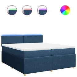 Vidaxl Box spring postelja z vzmetnico modra 200x200 cm blago