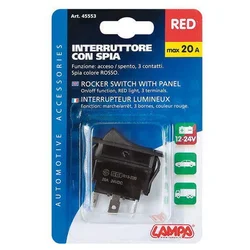 LAMPA preklopni prekidač sa svetlosnim indikatorom 12 V, 20 A, otvor 38 × 22 mm