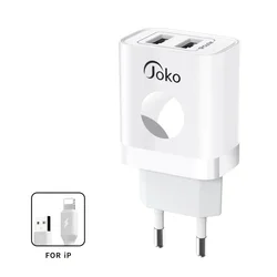 Kućni punjač KONFULON JK72/ 2xUSB/ 2.4A/12W/ sa iPhone lightning kablom beli