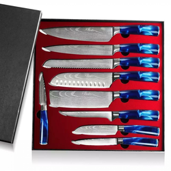 Set kuhinjskih noževa s oštricama - 9 kom / Plava KP13829