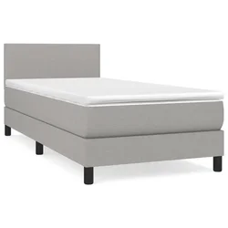 Vidaxl Box spring postelja z vzmetnico svetlo siva 90x190 cm blago
