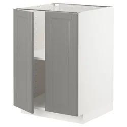METOD Podni element s policama/2 vrata, bela/Bodbyn siva, 60x60 cm