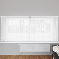 Čipkasta zavjesa sa zavjesama Bijelo 300 x 140 cm Poliester