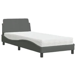 Vidaxl Postelja z vzmetnico Dover temno siva 90x200 cm blago