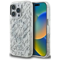 Ovitek Karl Lagerfeld IML ovitek z vzorcem Karl Script MagSafe za iPhone 16 Pro Max bel (KLHMP16XHMSPUSH)