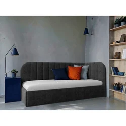 MID.YOU OBLAZINJENA POSTELJA 90 cm x 200 cm , les, tekstil, leseni material temno siva