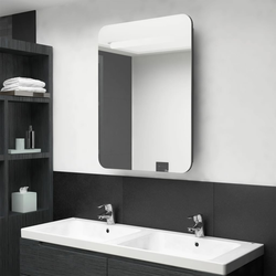 LED kupaonski ormarić s ogledalom sjajni sivi 60 x 11 x 80 cm