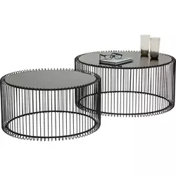 Meblo Trade Set stolića Wire - crni 69,5x69,5x33,5h cm