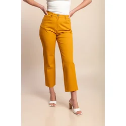 Plus size bombažne hlače, gorčične
