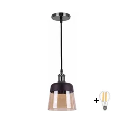 BRILAGI -LED Luster na sajli R GLASS 1xE27/60W/230V O 15,5 cm crna/dimljeno bež