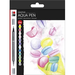 Marabu Graphix Akvarelni marker v pastelnih barvah 12 kosov