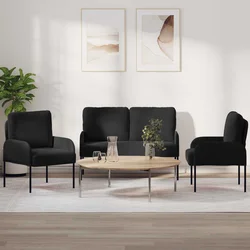 Setovi sofa s jastukom 3 pcs Crna 115 x 56 x 80 cm Šperploča