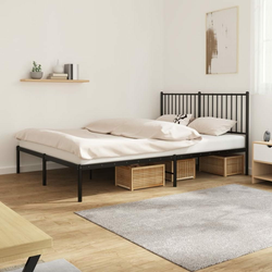 Vidaxl Kovinski posteljni okvir z vzglavjem črn 150x200 cm