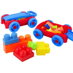 slomart Set kock v vozičku LEAN TOYS - modro-rdeč