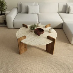 HANAH HOME Sto za dnevnu sobu Avoure Travertine Walnut