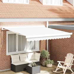 Skrovita tenda Bijelo 300 x 250 cm Tkanina i Metal