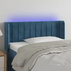 Vidaxl vidaXL Vzglavje postelje z LED diodo temno modro 93x16x78/88 cm žametno