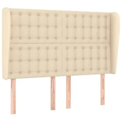 Vidaxl Vzglavje z ušesi krem 147x23x118/128 cm blago