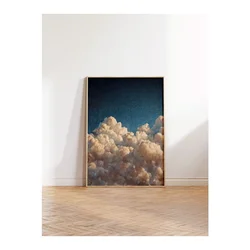 WallXpert uramljena slika 115242, beli oblaci pod tamnoplavim nebom, 30 x 40 cm, ram u boji prirodnog drveta