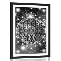Plakat s paspartujem čudoviti dan na travniku v črnobeli varianti - 60x90 silver