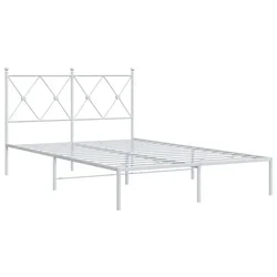 Vidaxl Kovinski posteljni okvir z vzglavjem bel 120x200 cm