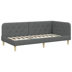 Vidaxl Kotna postelja Temno siva 90 x 190 cm blago
