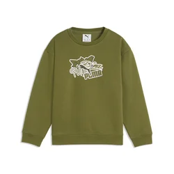 PUMA Essentials Graphics Scribble GFX Relaxed Crew Sweatshirt Kids, Shop, Olive Green, 5-6Y