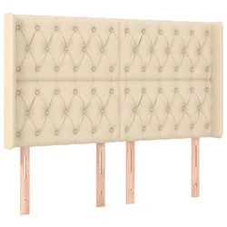 Vidaxl Vzglavje z ušesi krem 163x16x118/128 cm blago