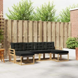 Set vanjskih sofa s jastukom 6 pcs Bijela i crna