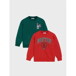 Sinsay - Dukserica crewneck 2 pack - karmin