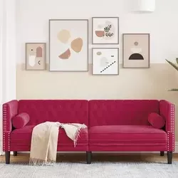 Trosjed Chesterfield s jastučićima crvena boja vina baršunasti