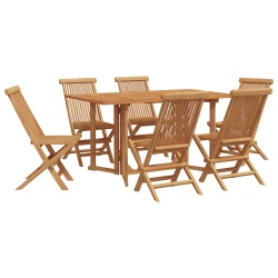Vrtni set za objed 7 pcs Smeđa Čvrsto teak drvo