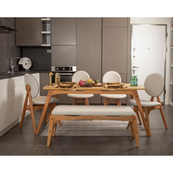 Hanah Home Trpezarijski set Touch (4S-1B) v2, Hrast-bež