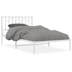 Vidaxl Kovinski posteljni okvir z vzglavjem bel 107x203 cm