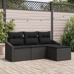 Set sofe s jastukom s pohranom 4 pcs Crna poliratan