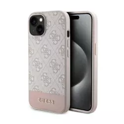 Maska Guess Hc PC/TPU 4G Bottom Stripe za iPhone 15 roze