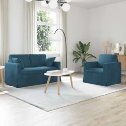 Vidaxl Kavč 2 pcs Modra 138 x 78 x 80 cm Žamet