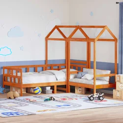 Set dnevnog kreveta s krovom voštano smeđi 80x200 cm borovina