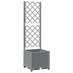 Vrtna sadilica s rešetkom svjetlosiva 40 x 40 x 136 cm PP