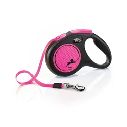 Flexi Pas Leash Neon M 5m črno-rožnate barve
