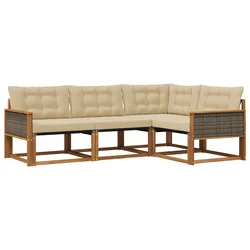 Set vanjskih sofa s jastukom 4 pcs Prirodna i bež