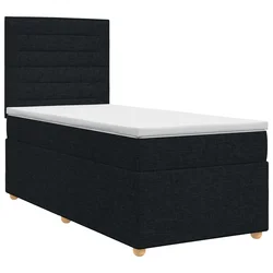 vidaXL Postelja boxspring z vzmetnico Črna 90 x 190 cm Blago