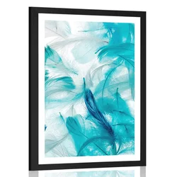 Plakat s paspartujem zelena peresa - 40x60 white
