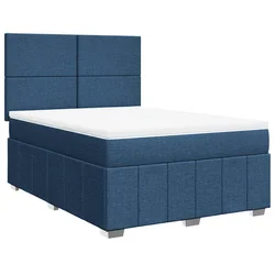 Vidaxl Box spring postelja z vzmetnico modra 140x190 cm blago