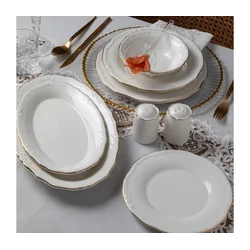 53-delni jedilni set, bela/zlata, porcelan