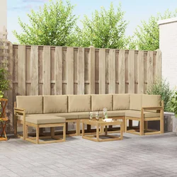 Set vanjskih sofa s jastukom 8 pcs Bijela i bež Poliester
