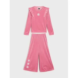 Sinsay - Rebrasti komplet: majica i pantalone sa vezom Marie - burgundy