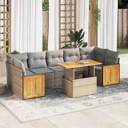 8-dijelni set vrtnih sofa od poliratana s jastucima bež bagrem